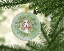 Load image into Gallery viewer, Cocker Spaniel Red and White Christmas Wreath Ceramic Ornament