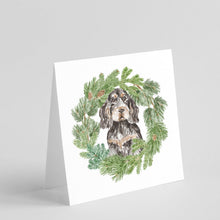 Load image into Gallery viewer, Cocker Spaniel Black and Tan with Christmas Wreath Square Greeting Cards -  Blank Note Cards – 8-Pack of Artist-Designed Cards with Envelopes