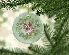 Load image into Gallery viewer, Cocker Spaniel Puppy Liver Christmas Wreath Ceramic Ornament