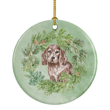 Load image into Gallery viewer, Cocker Spaniel Puppy Liver Christmas Wreath Ceramic Ornament