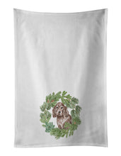 Load image into Gallery viewer, Cocker Spaniel Puppy Liver Christmas Wreath White Kitchen Towel Set of 2