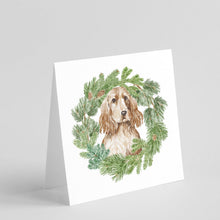 Load image into Gallery viewer, Cocker Spaniel Golden with Christmas Wreath Square Greeting Cards -  Blank Note Cards – 8-Pack of Artist-Designed Cards with Envelopes