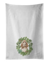 Load image into Gallery viewer, Cocker Spaniel Golden Christmas Wreath White Kitchen Towel Set of 2