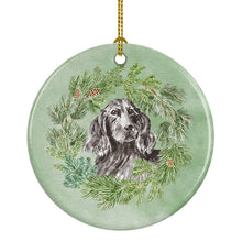 Load image into Gallery viewer, Cocker Spaniel Black Christmas Wreath Ceramic Ornament