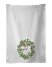 Load image into Gallery viewer, Jack Russell Terrier Chestnut and White Christmas Wreath White Kitchen Towel Set of 2