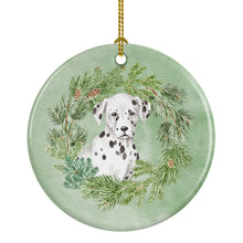 Load image into Gallery viewer, Dalmatian Puppy Christmas Wreath Ceramic Ornament