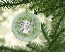 Load image into Gallery viewer, Dalmatian Puppy Sitting Pretty Christmas Wreath Ceramic Ornament