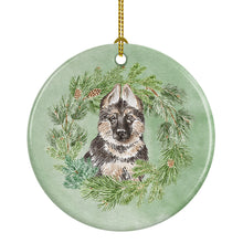 Load image into Gallery viewer, German Shepherd Puppy Christmas Wreath Ceramic Ornament