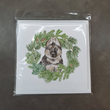 Load image into Gallery viewer, German Shepherd Puppy with Christmas Wreath Square Greeting Cards -  Blank Note Cards – 8-Pack of Artist-Designed Cards with Envelopes
