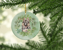 Load image into Gallery viewer, German Shepherd Puppy Smiling Christmas Wreath Ceramic Ornament