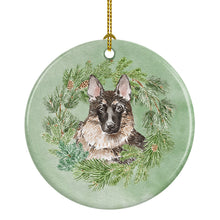 Load image into Gallery viewer, German Shepherd Christmas Wreath Ceramic Ornament