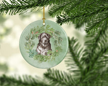 Load image into Gallery viewer, Labrador Retriever Black Christmas Wreath Ceramic Ornament