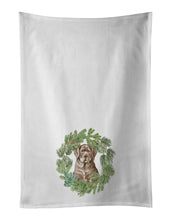 Load image into Gallery viewer, Labrador Retriever Puppy Chocolate Christmas Wreath White Kitchen Towel Set of 2