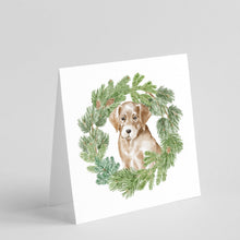 Load image into Gallery viewer, Labrador Retriever Puppy Yellow with Christmas Wreath Square Greeting Cards -  Blank Note Cards – 8-Pack of Artist-Designed Cards with Envelopes