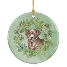 Load image into Gallery viewer, Labrador Retriever Chocolate Christmas Wreath Ceramic Ornament
