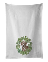 Load image into Gallery viewer, Labrador Retriever Chocolate Christmas Wreath White Kitchen Towel Set of 2