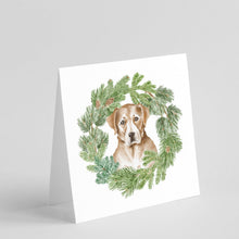 Load image into Gallery viewer, Labrador Retriever Yellow with Christmas Wreath Square Greeting Cards -  Blank Note Cards – 8-Pack of Artist-Designed Cards with Envelopes