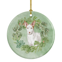 Load image into Gallery viewer, Ibizan Hound Christmas Wreath Ceramic Ornament