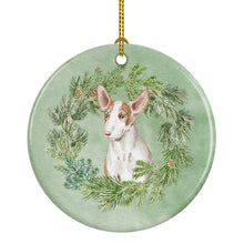 Load image into Gallery viewer, Ibizan Hound Puppy Christmas Wreath Ceramic Ornament
