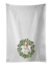 Load image into Gallery viewer, Ibizan Hound Puppy Christmas Wreath White Kitchen Towel Set of 2