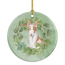 Load image into Gallery viewer, Ibizan Hound Sitting Tall Christmas Wreath Ceramic Ornament