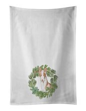 Load image into Gallery viewer, Ibizan Hound Sitting Tall Christmas Wreath White Kitchen Towel Set of 2