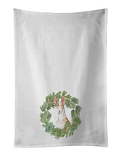 Load image into Gallery viewer, Ibizan Hound Sitting Proud Christmas Wreath White Kitchen Towel Set of 2