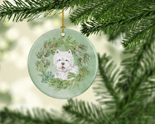 Load image into Gallery viewer, West Highland White Terrier Smiling Christmas Wreath Ceramic Ornament