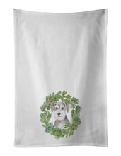 Load image into Gallery viewer, Schnauzer Salt and Pepper Christmas Wreath White Kitchen Towel Set of 2