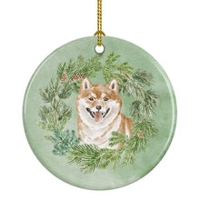 Load image into Gallery viewer, Shiba Inu Smiling Christmas Wreath Ceramic Ornament