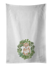 Load image into Gallery viewer, Shiba Inu Puppy Sitting Pretty Christmas Wreath White Kitchen Towel Set of 2