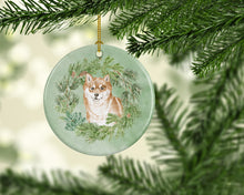 Load image into Gallery viewer, Shiba Inu Sitting Pretty Christmas Wreath Ceramic Ornament
