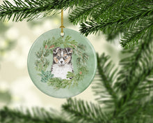 Load image into Gallery viewer, Sheltie/Shetland Sheepdog Puppy Tricolor  Christmas Wreath Ceramic Ornament