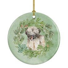 Load image into Gallery viewer, Briard Puppy Smiling Christmas Wreath Ceramic Ornament