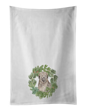 Load image into Gallery viewer, Briard Christmas Wreath White Kitchen Towel Set of 2