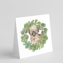 Load image into Gallery viewer, Briard Smiling with Christmas Wreath Square Greeting Cards -  Blank Note Cards – 8-Pack of Artist-Designed Cards with Envelopes