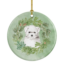 Load image into Gallery viewer, Bichon Frise Puppy Christmas Wreath Ceramic Ornament