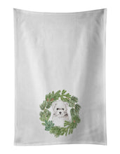 Load image into Gallery viewer, Bichon Frise Puppy Christmas Wreath White Kitchen Towel Set of 2