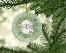 Load image into Gallery viewer, Bichon Frise Tongue Out Christmas Wreath Ceramic Ornament