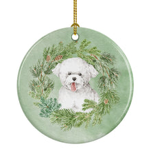 Load image into Gallery viewer, Bichon Frise Tongue Out Christmas Wreath Ceramic Ornament