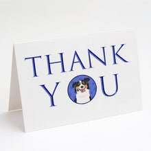 Load image into Gallery viewer, Australian Shepherd Black Tricolor #2 Thank You Greeting Cards -  Blank Note Cards – 8-Pack of Artist-Designed Cards with Envelopes