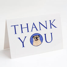 Load image into Gallery viewer, Pug Fawn #5 Thank You Greeting Cards -  Blank Note Cards – 8-Pack of Artist-Designed Cards with Envelopes