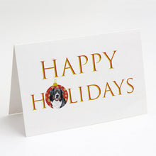 Load image into Gallery viewer, Australian Shepherd Black Tricolor #1 Happy Holidays Greeting Cards -  Blank Note Cards – 8-Pack of Artist-Designed Cards with Envelopes