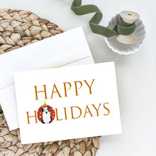 Load image into Gallery viewer, Australian Shepherd Blue Merle #1 Happy Holidays Greeting Cards -  Blank Note Cards – 8-Pack of Artist-Designed Cards with Envelopes