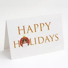 Load image into Gallery viewer, Australian Shepherd Red Tricolor #2 Happy Holidays Greeting Cards -  Blank Note Cards – 8-Pack of Artist-Designed Cards with Envelopes