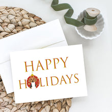 Load image into Gallery viewer, Beagle Tricolor #1 Happy Holidays Greeting Cards -  Blank Note Cards – 8-Pack of Artist-Designed Cards with Envelopes