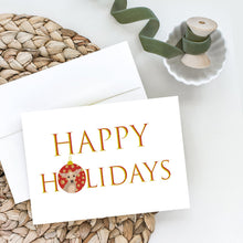 Load image into Gallery viewer, Chihuahua Silver Happy Holidays Greeting Cards -  Blank Note Cards – 8-Pack of Artist-Designed Cards with Envelopes