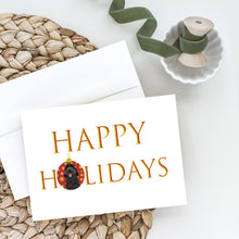 Load image into Gallery viewer, Doodle Black #1 Happy Holidays Greeting Cards -  Blank Note Cards – 8-Pack of Artist-Designed Cards with Envelopes