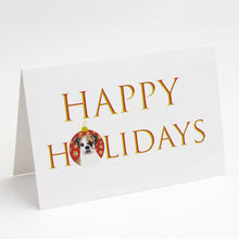 Load image into Gallery viewer, English Bulldog Tricolor #2 Happy Holidays Greeting Cards -  Blank Note Cards – 8-Pack of Artist-Designed Cards with Envelopes