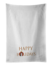 Load image into Gallery viewer, Siberian Husky Silver and White #2 Happy Holidays White Kitchen Towel Set of 2